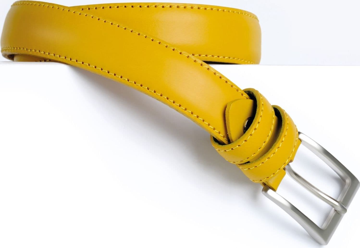 Cintura Made in Italy in Vera Pelle Mod.Roma - Giallo Narciso - Spessore 2,5cm - 2