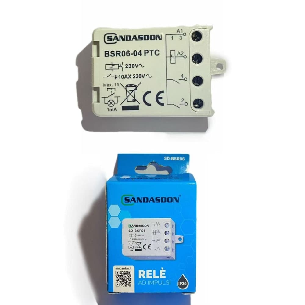 Relè ad impulsi commutatore 230V 10A Sandasdon BSR06-04