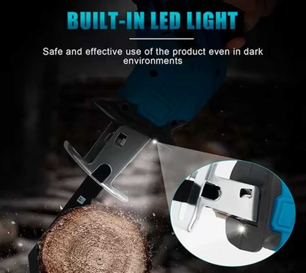 SEGHETTO SEGA A GATTUCCIO ALTERNATIVO A 2 BATTERIA 48V PORTATILE CON LUCE A LED 4 LAME - 4