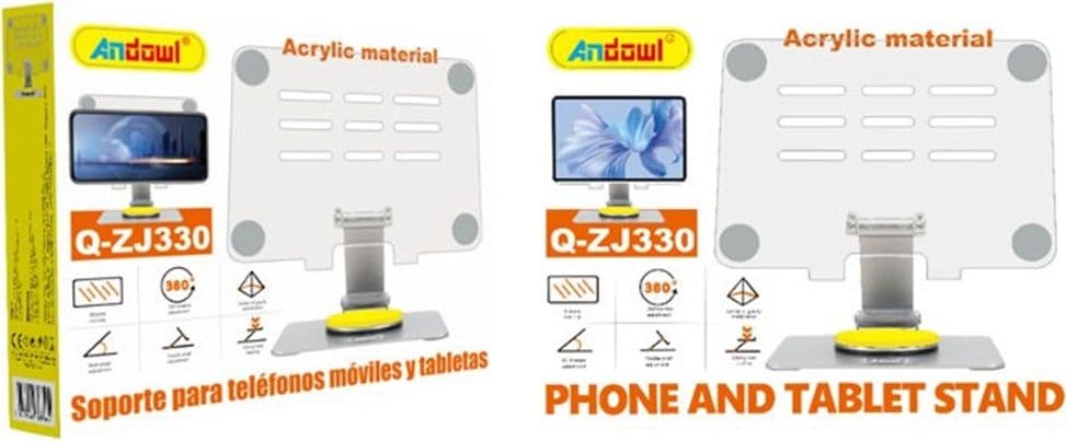 SUPPORTO GIREVOLE A 360° PER SMARTPHONE TABLET IN ACRILICO RESISTENTE STABILE Q-ZJ330 - 4