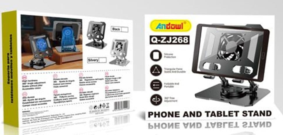 SUPPORTO REGOLABILE PER SMARTPHONE TABLET CON VENTOLA RAFFREDDAMENTO ROTAZIONE 360° Q-ZJ268 - 3