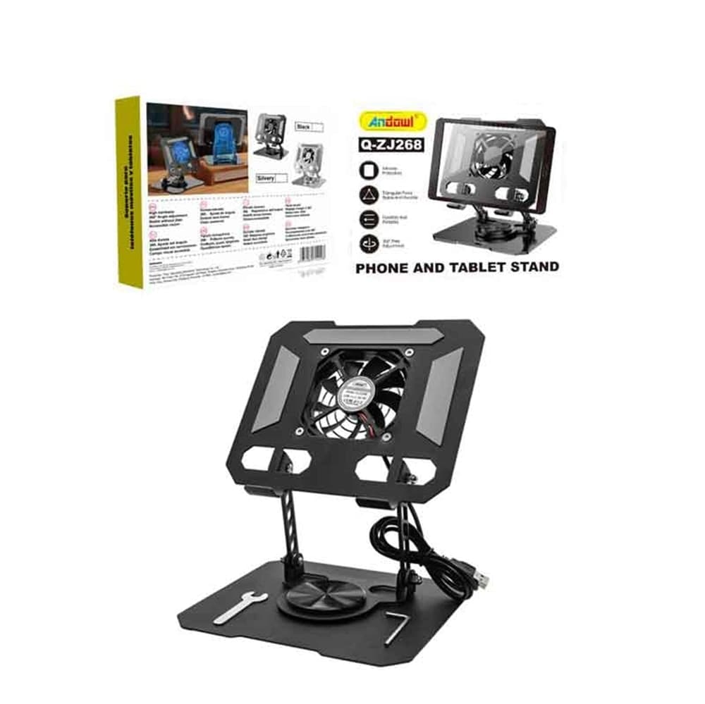 SUPPORTO REGOLABILE PER SMARTPHONE TABLET CON VENTOLA RAFFREDDAMENTO ROTAZIONE 360° Q-ZJ268 - 10