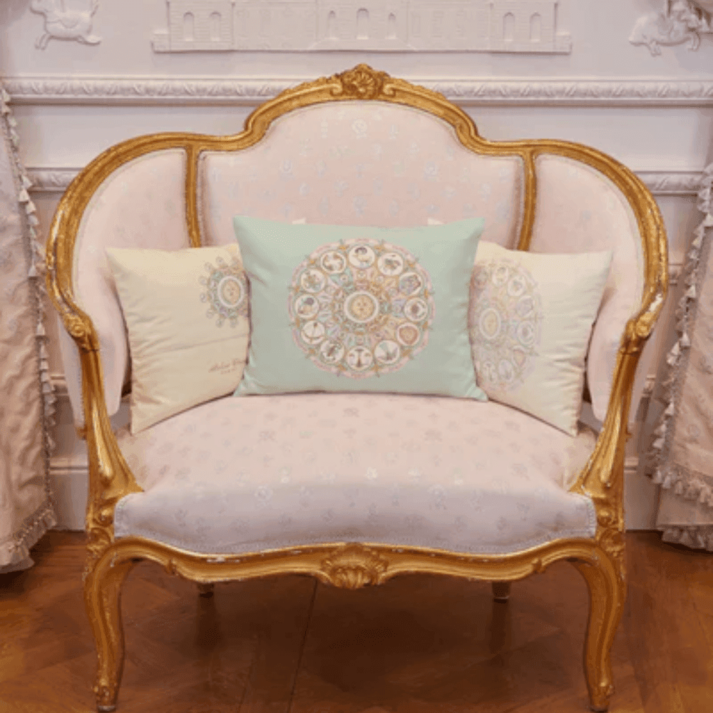 Cuscino in raso Atelier Choux Zodiac – Blu