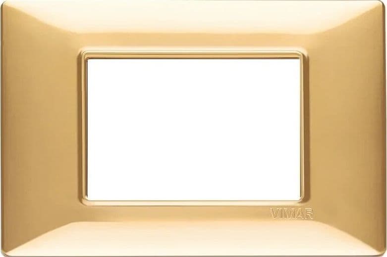 Vimar Plana Placca 3 Moduli, Oro Opaco, SKU 14653.25, Design Elegante, Materiale Tecnopolimero - 2
