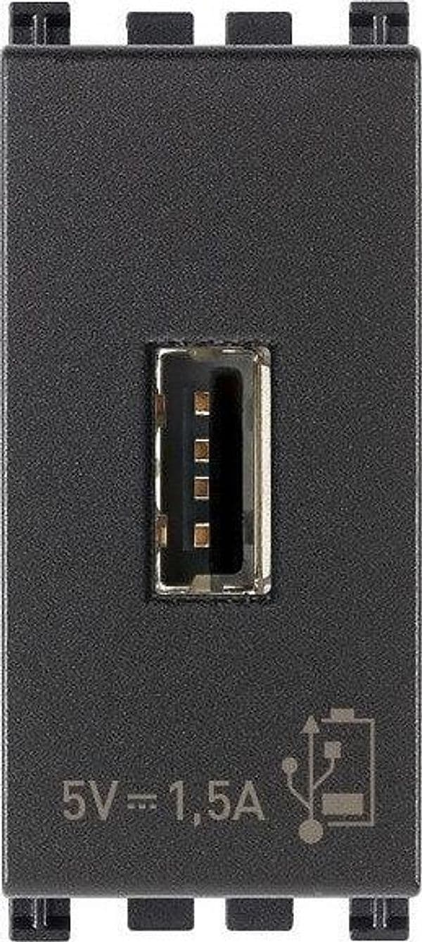 VIMAR Unità Alimentazione USB 5V 1,5A 1M Grigio - Modulare e Compatibile con Dispositivi Elettronici - 19292