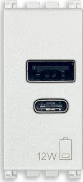 Alimentatore USB VIMAR 12W 2,4A 5V 19292.AC.B - Ricarica Rapida con Uscita USB Tipo A e C, Bianco - 2