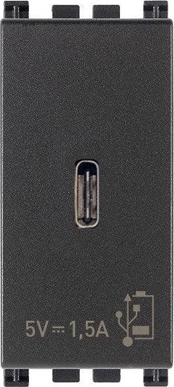 Alimentatore USB C VIMAR 5V 1,5A Grigio - Ricarica Rapida per Smartphone e Tablet - SKU 19292.C - 2