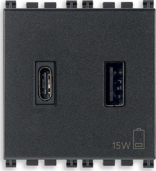 Alimentatore VIMAR 15W 3A 5V USB A+C - Ricarica Veloce, Compatibile con Dispositivi Elettronici - SKU 19295.AC - 2