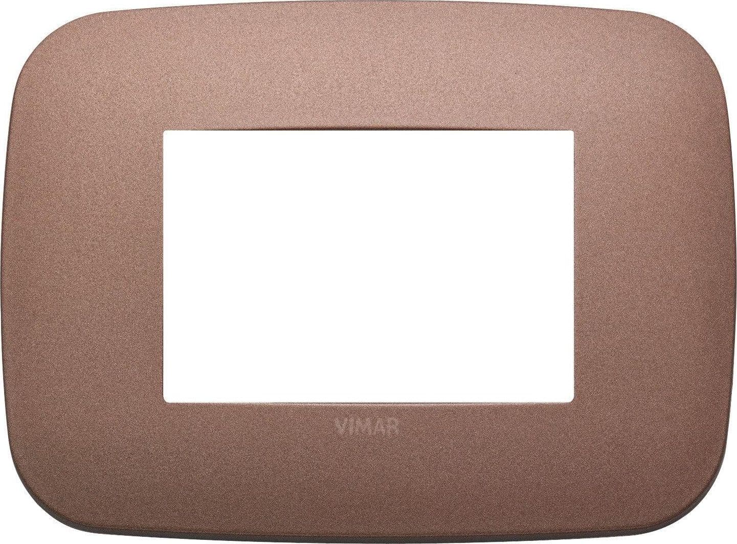 VIMAR Placca Round 3M Bronzo Matt - SKU 19683.24, Metallo Elegante, Supporta 3 Moduli - 2