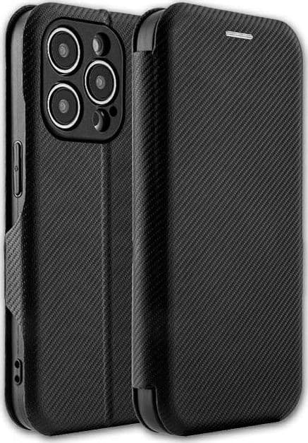 custodia a libro per samsung a15 nera porta carte di credito chiusura magnetica effetto carbonio nera