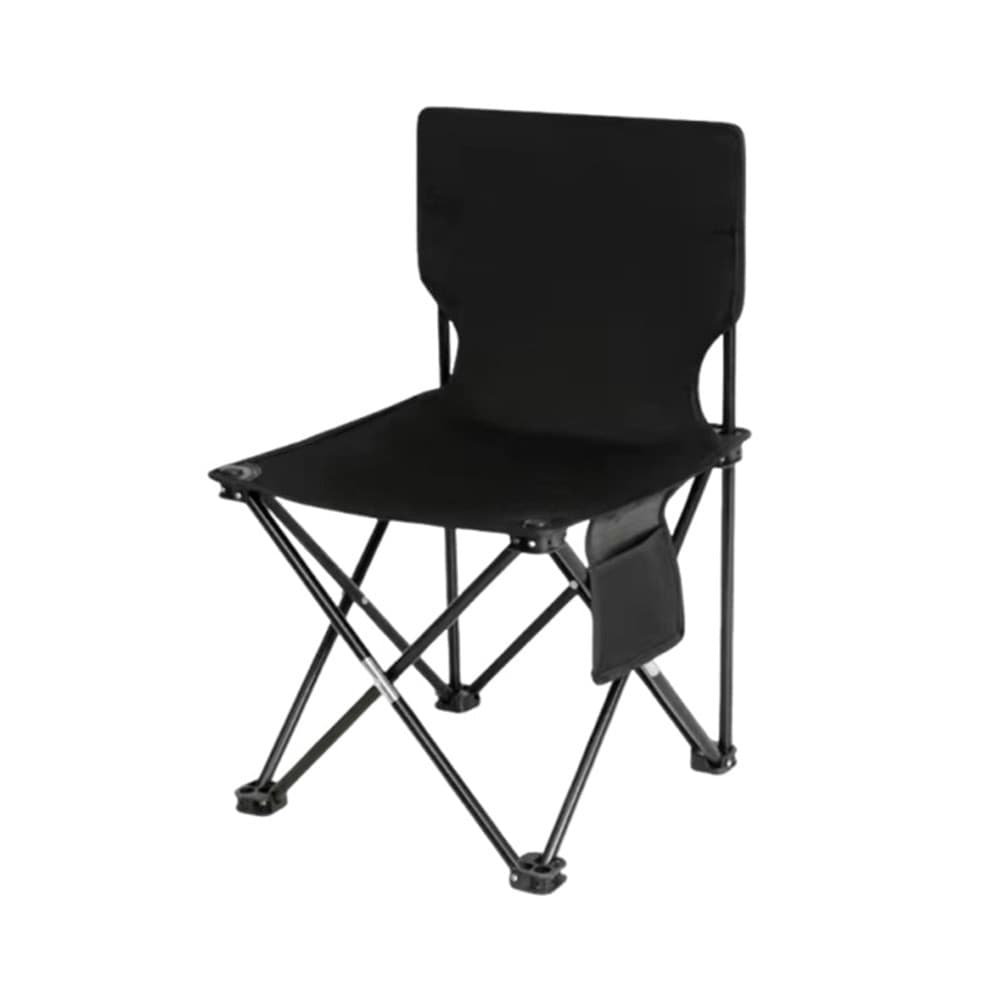 SEDIA PIEGHEVOLE CON SCHIENALE TASCA LATERALE PER PESCA CAMPEGGIO 42X42X72CM NERO 632840