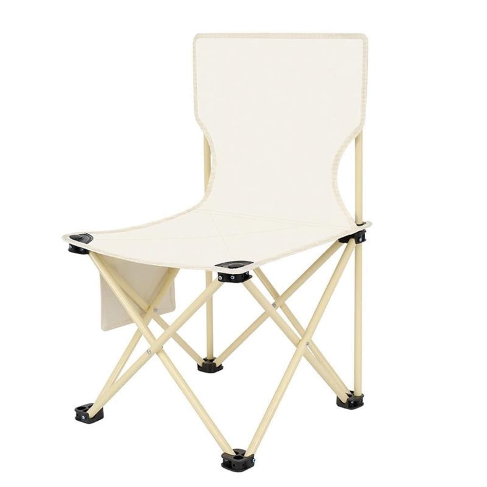 SEDIA PIEGHEVOLE CON SCHIENALE TASCA LATERALE PER PESCA CAMPEGGIO 42X42X72CM BEIGE 632842