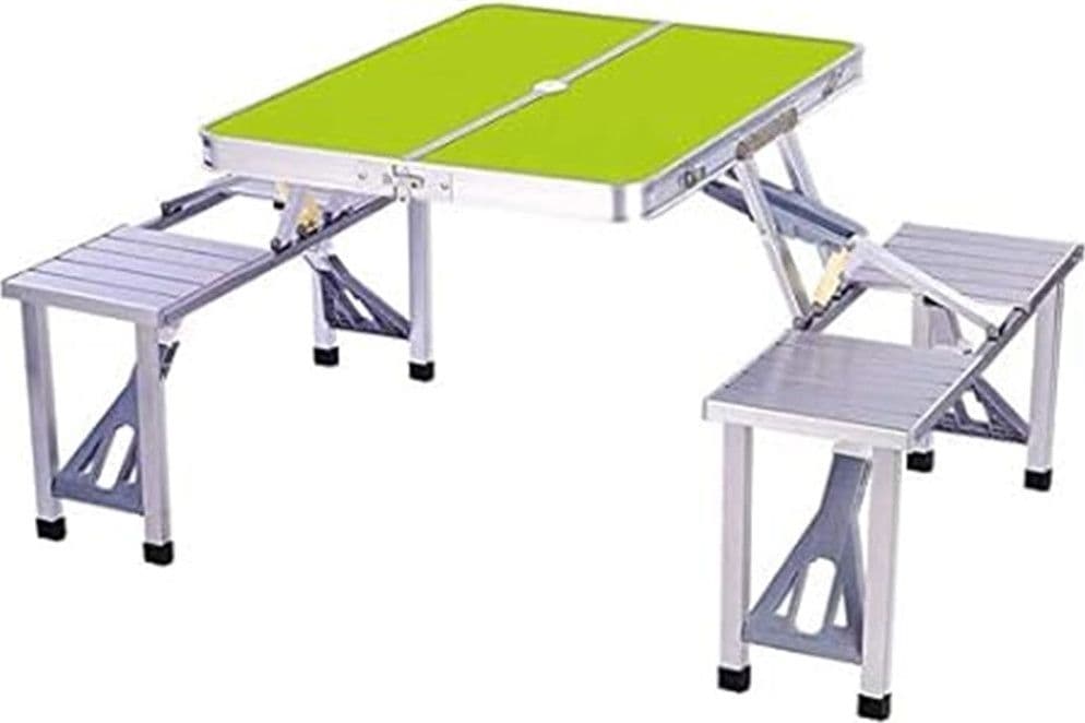 SET TAVOLO PIEGHEVOLE IN ALLUMINIO PIC NIC CAMPEGGIO PORTATILE VALIGIA CON PANCA A 4 POSTI - 22
