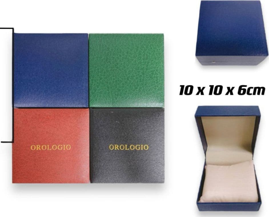 Scatola porta orologio rigida 10x10x6 cm con cuscino interno apertura a libro - 2