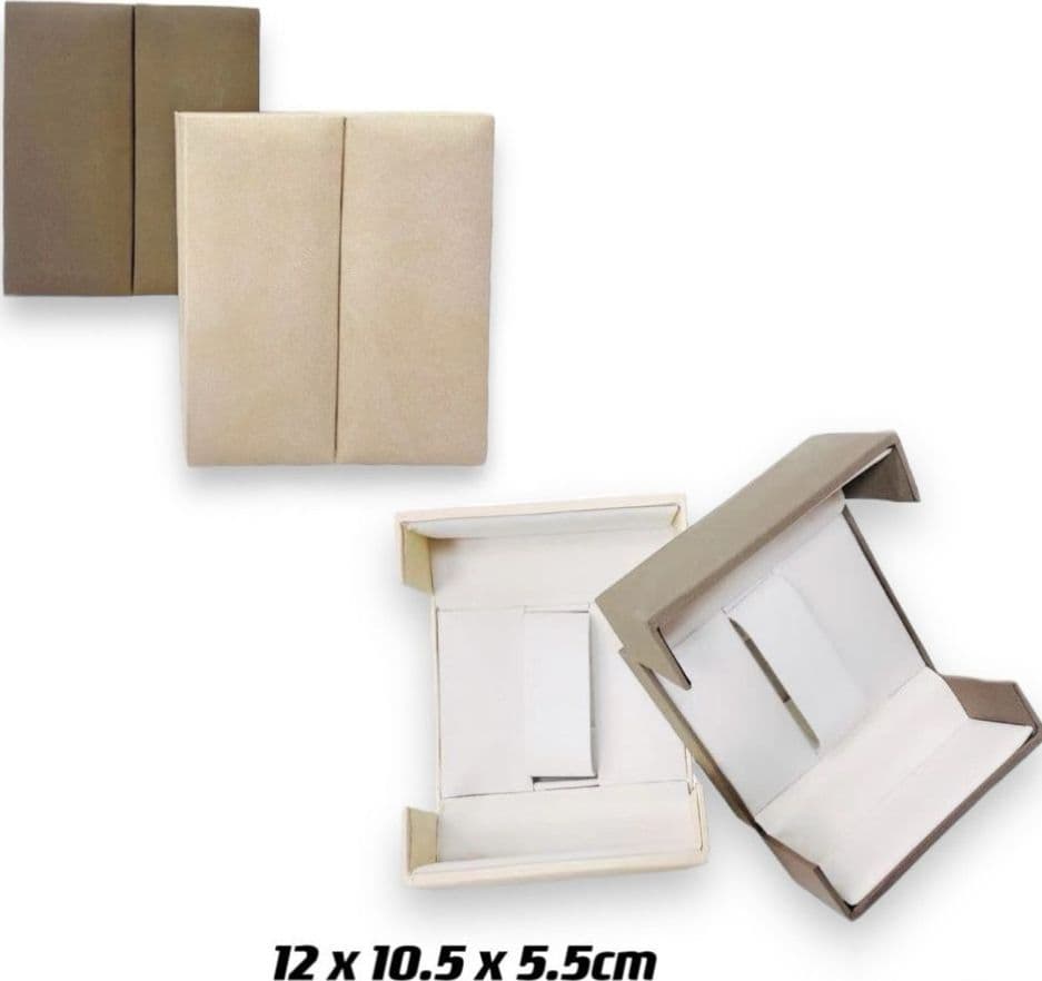 Scatola porta orologio elegante beige 12x10.5x5.5 cm con interno protettivo - 2