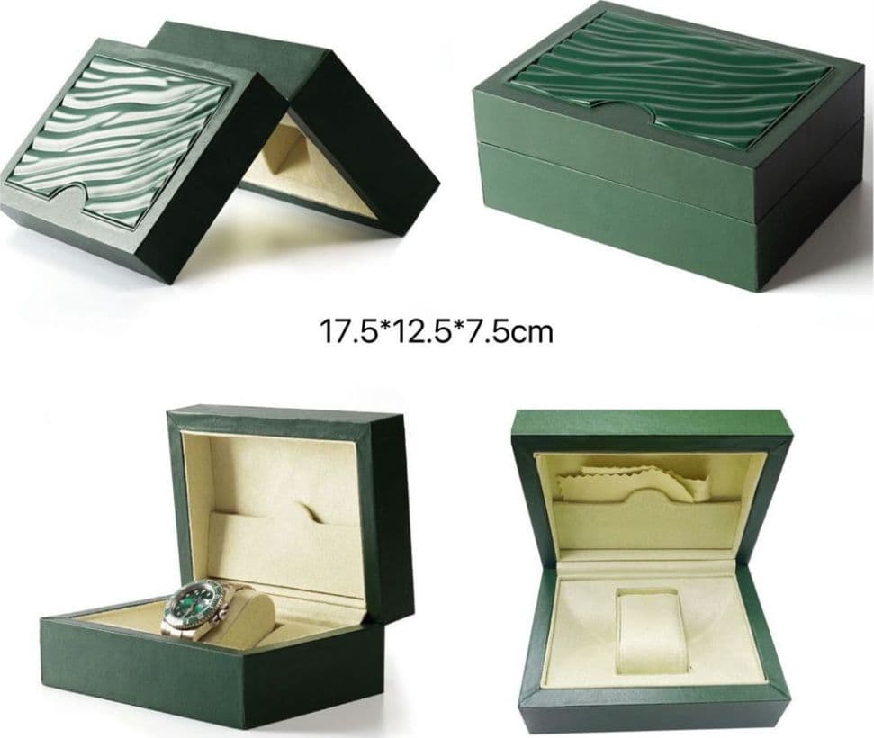 Scatola porta orologio luxury verde 17.5x12.5x7.5 cm con interno vellutato - 2