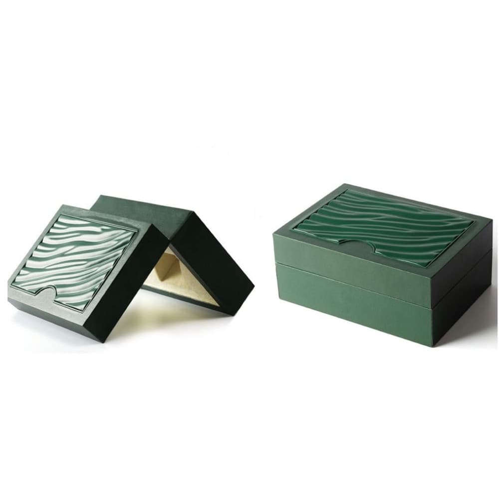 Scatola porta orologio luxury verde 17.5x12.5x7.5 cm con interno vellutato - 3