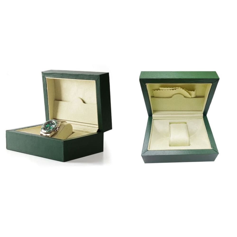 Scatola porta orologio luxury verde 17.5x12.5x7.5 cm con interno vellutato - 4