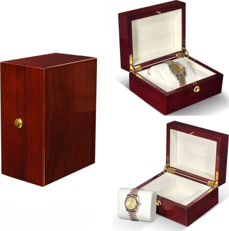 Scatola porta orologio in legno luxury 18x13.5x8.5 cm con interno vellutato