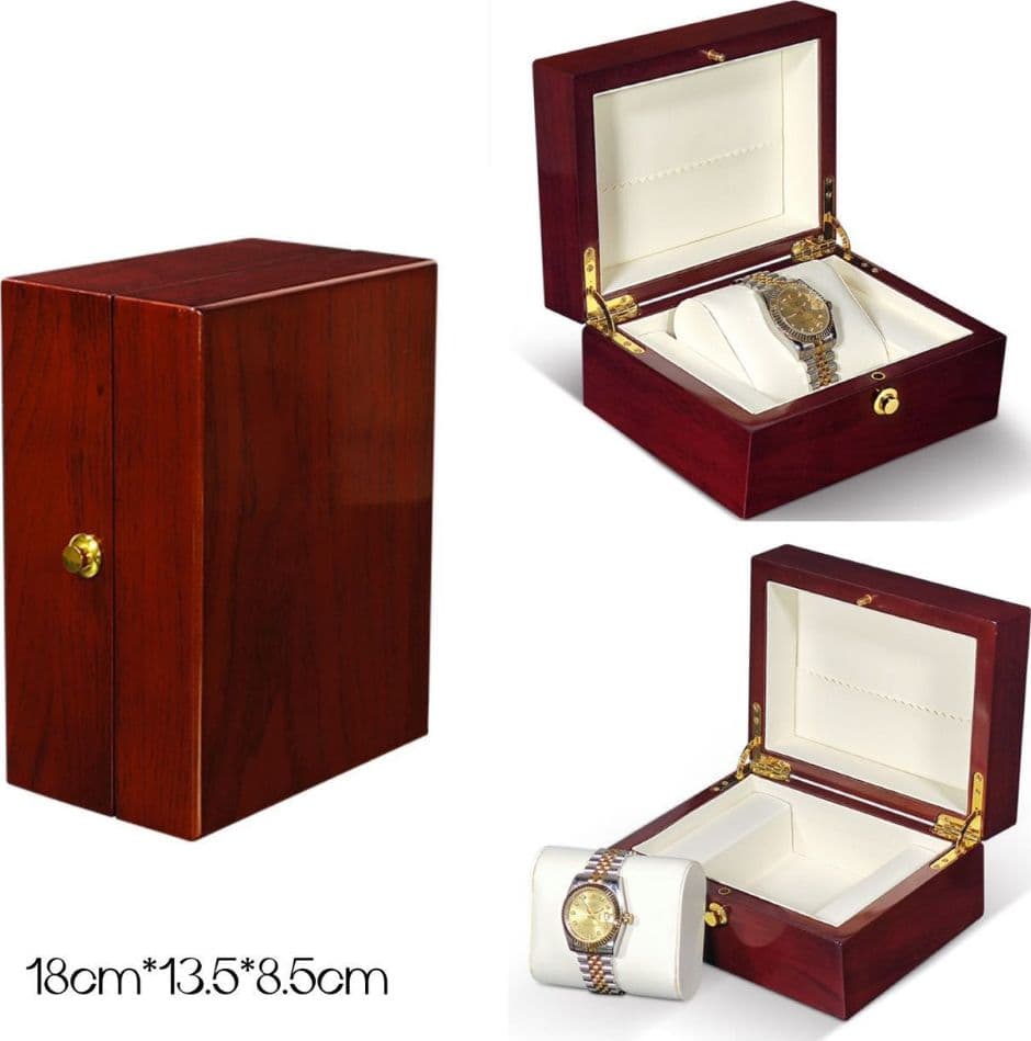 Scatola porta orologio in legno luxury 18x13.5x8.5 cm con interno vellutato - 2