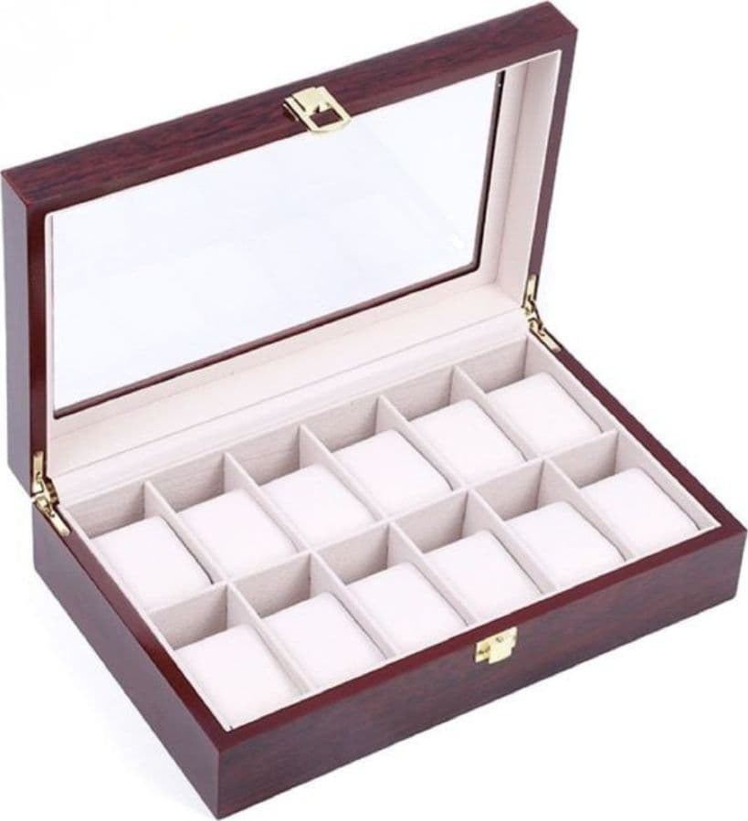 Scatola porta orologi 12 posti in legno – organizer elegante uomo - 3