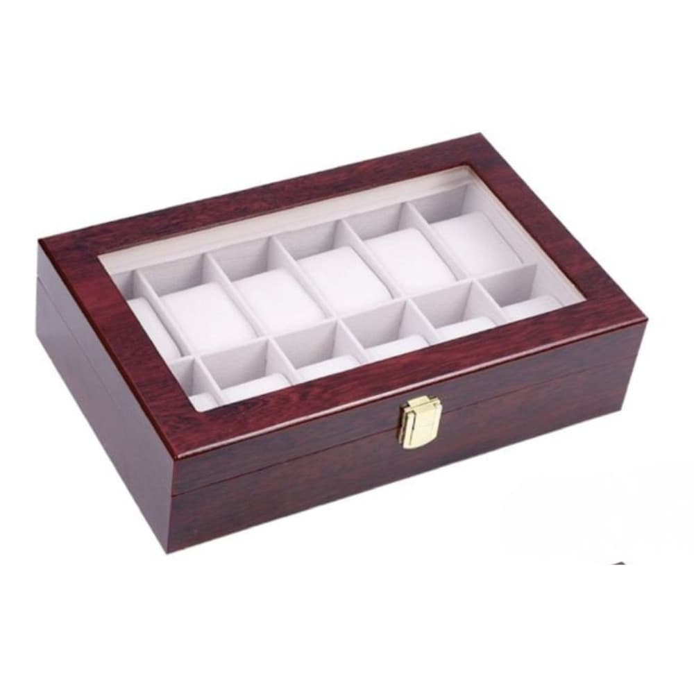 Scatola porta orologi 12 posti in legno – organizer elegante uomo - 4