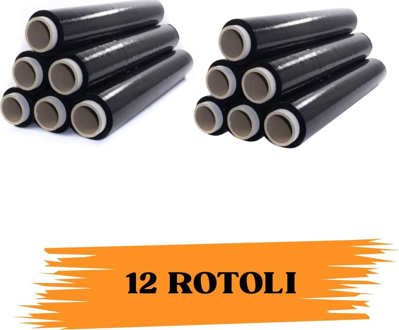 Pellicola Film Estensibile Nero Da 2,5 Kg 23 Micron Bobina Super Resistente 12 Rotoli EcoPrice® - 3