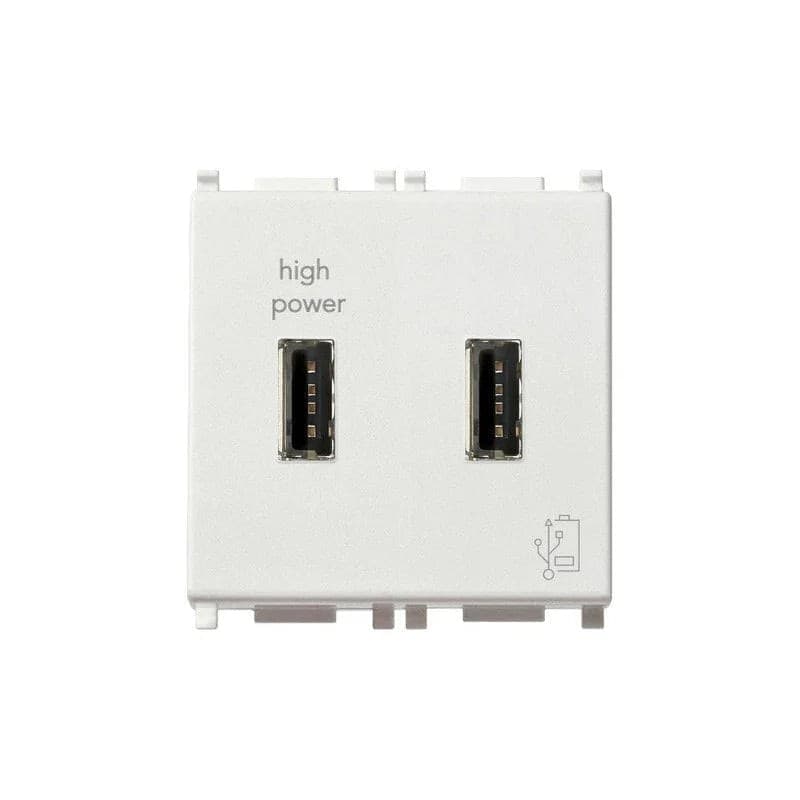 Caricatore USB Doppio Vimar Plana 5V 2,1A - Ricarica Rapida per Smartphone e Tablet - SKU: [inserire codice SKU] - Bianco - 2