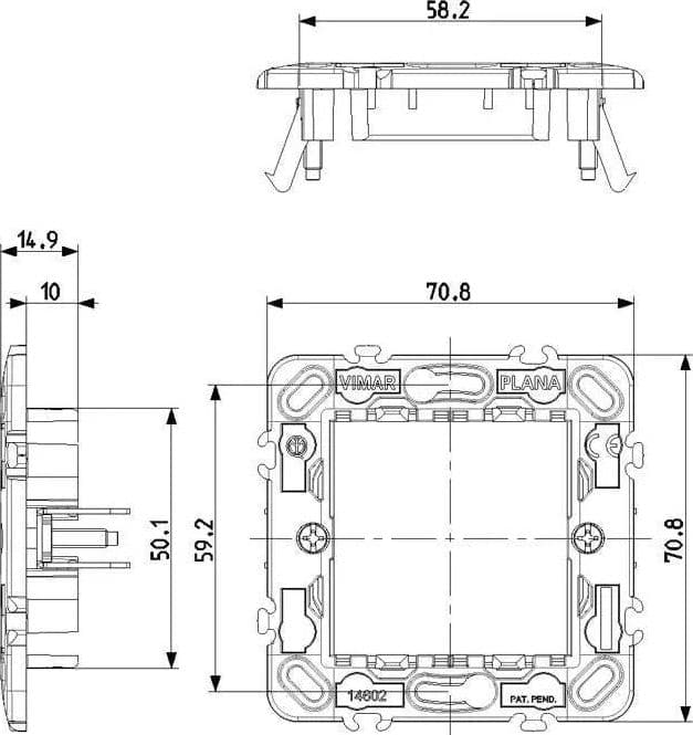 Supporto Vimar Plana 2 Moduli Con Griffe per Scatole Tonde 14602 - Facile Installazione e Compatibilità Ottimale - 2