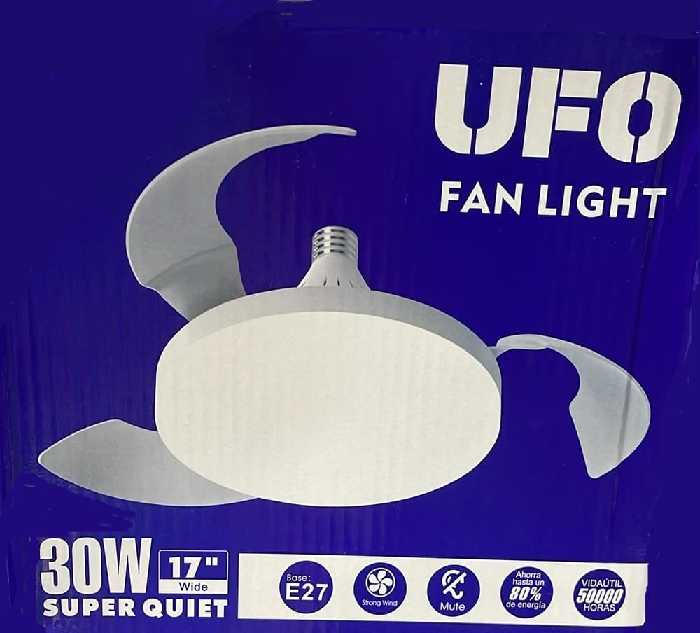 LAMPADA VENTILATORE UFO DA SOFFITTO A LUCE LED ATTACCO E27 30W 17" SUPER SILENZIOSO - 2