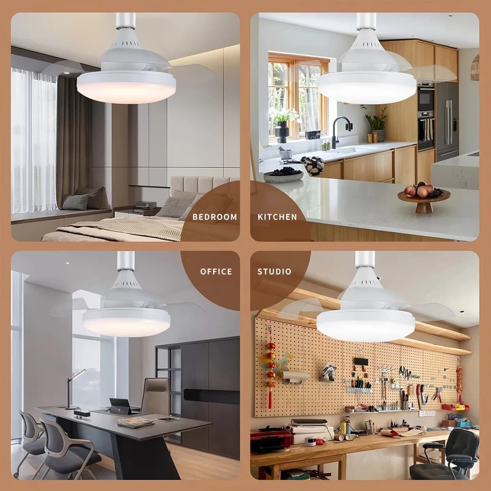 LAMPADA VENTILATORE UFO DA SOFFITTO A LUCE LED ATTACCO E27 30W 17" SUPER SILENZIOSO - 4