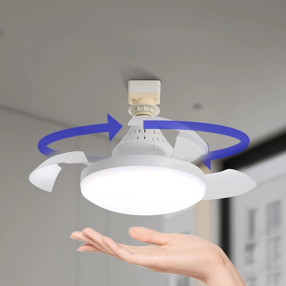 LAMPADA VENTILATORE UFO DA SOFFITTO A LUCE LED ATTACCO E27 30W 17" SUPER SILENZIOSO - 8