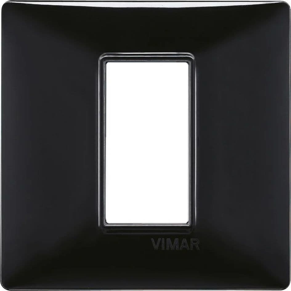 Placca Vimar Plana 1 Modulo Colore Nero SKU 14641.05 - Design Elegante e Brillante in Plastica Resistente - 2