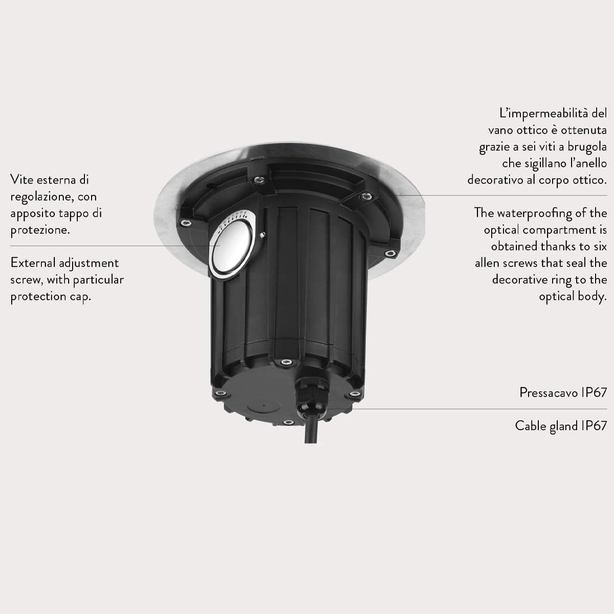 Faretto incasso PAN International BART MULTILED FIX RGB LED IP67 acciaio inox calpestabile carrabile orientabile - 3