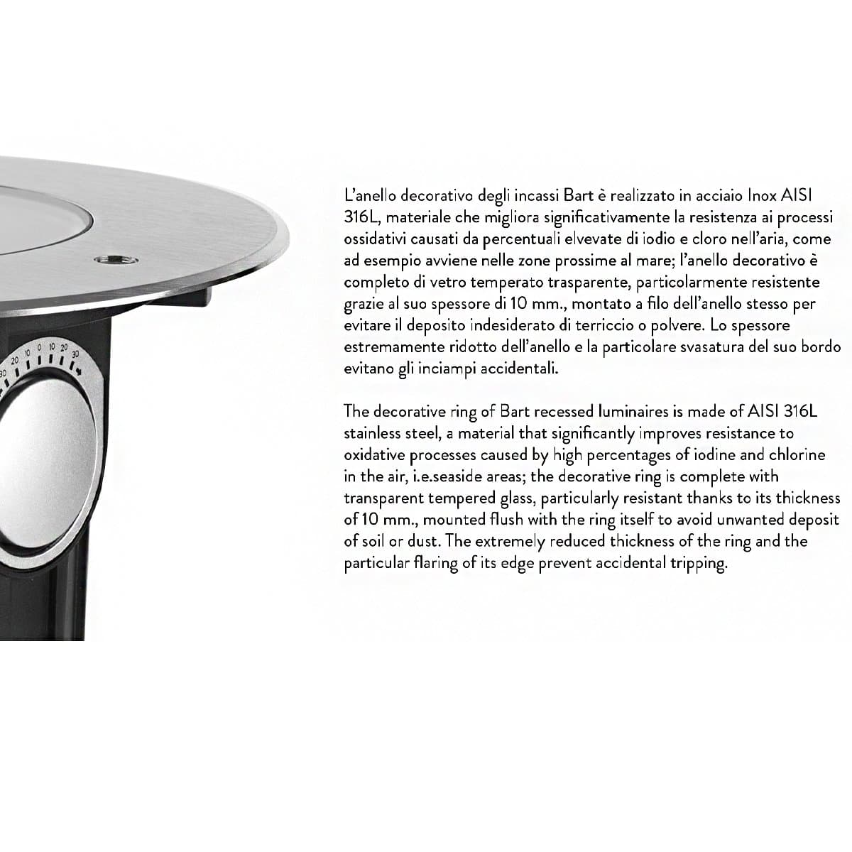 Faretto incasso PAN International BART MULTILED FIX RGB LED IP67 acciaio inox calpestabile carrabile orientabile - 5