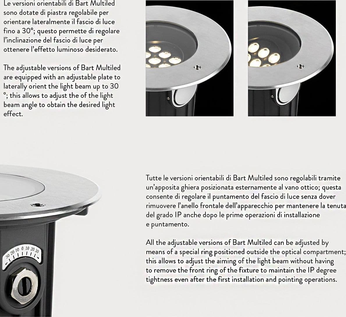 Faretto incasso PAN International BART MULTILED FIX RGB LED IP67 acciaio inox calpestabile carrabile orientabile - 6