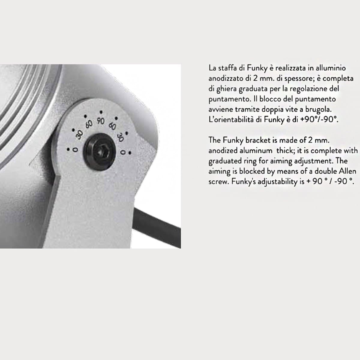 Spot esterno Pan International FUNKY PRJ12311 PRJ12312 IP67 40 1745Lm 3000K proiettore orientabile - 7