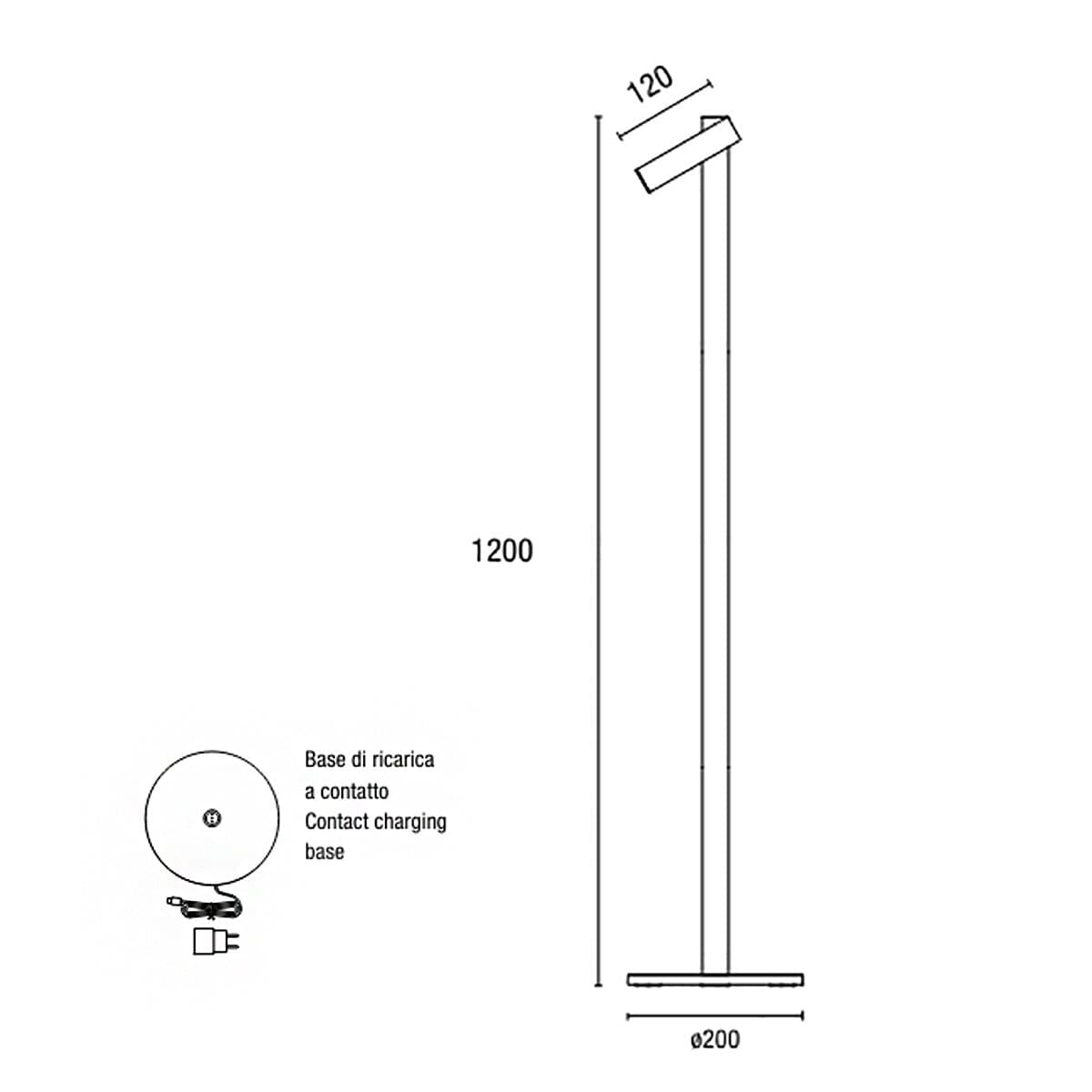Lampioncino esterno Pan International TIGO FLOOR LAMP TER10001 LED 140LM IP54 lampada terra orientabile dimmerabile usb batteria - 5