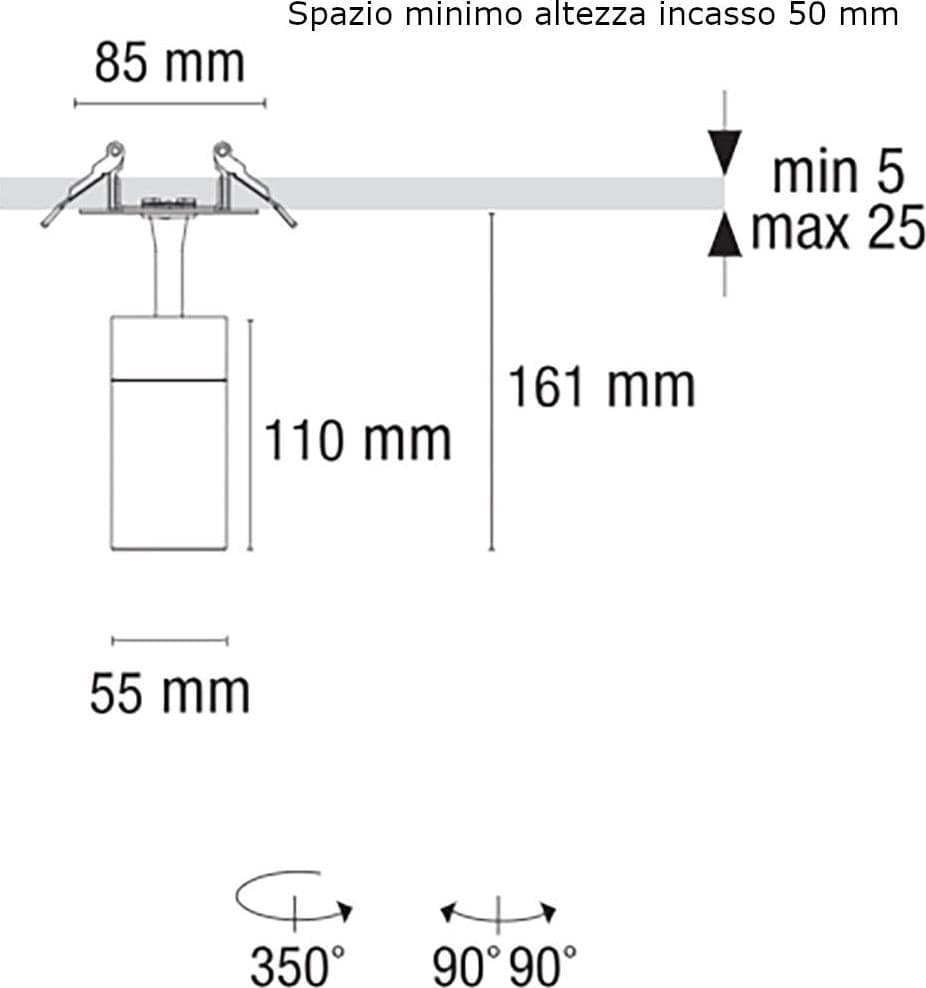 Spot incasso orientabile Pan International SLIM NERO TC-CB GU10 LED IP20 faretto controsoffitto - 2