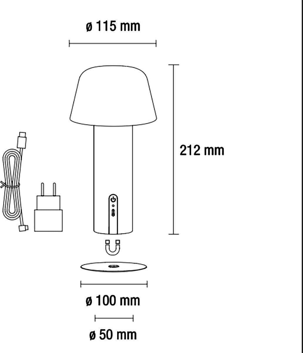 Abat-jour esterno Pan International SEAL TAV40041 IP54 LED ANTRACITE 180LM USB lampada tavolo giardino dimmerabile - 5
