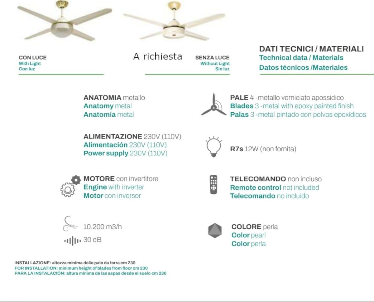 Ventilatore classico Italexport CASABLANCA 1263 R7s LED lampada soffitto - 4