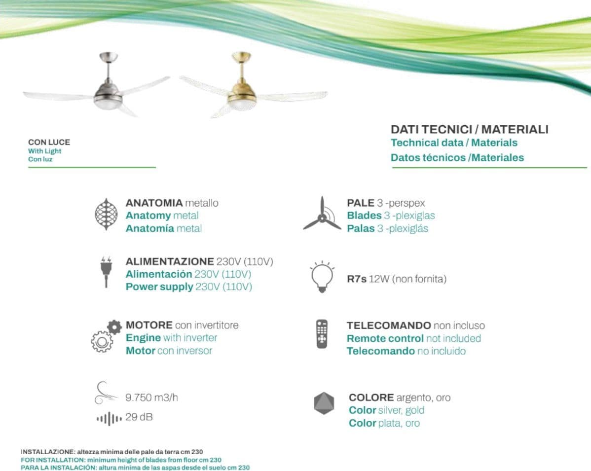 Ventilatore moderno Italexport REMIDA 1226 R7s LED lampada soffitto - 5