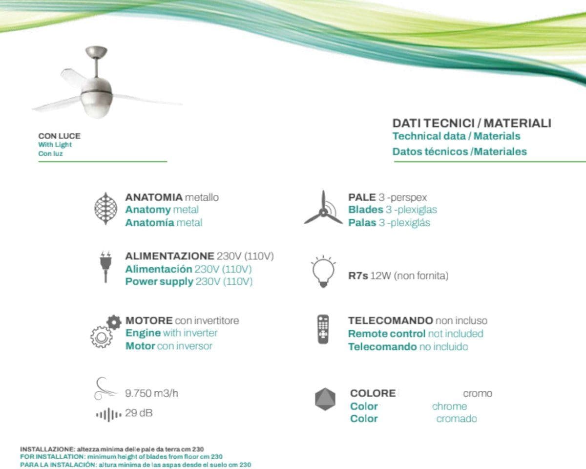 Ventilatore moderno Italexport SFERA 1205 R7s LED lampada soffitto - 5