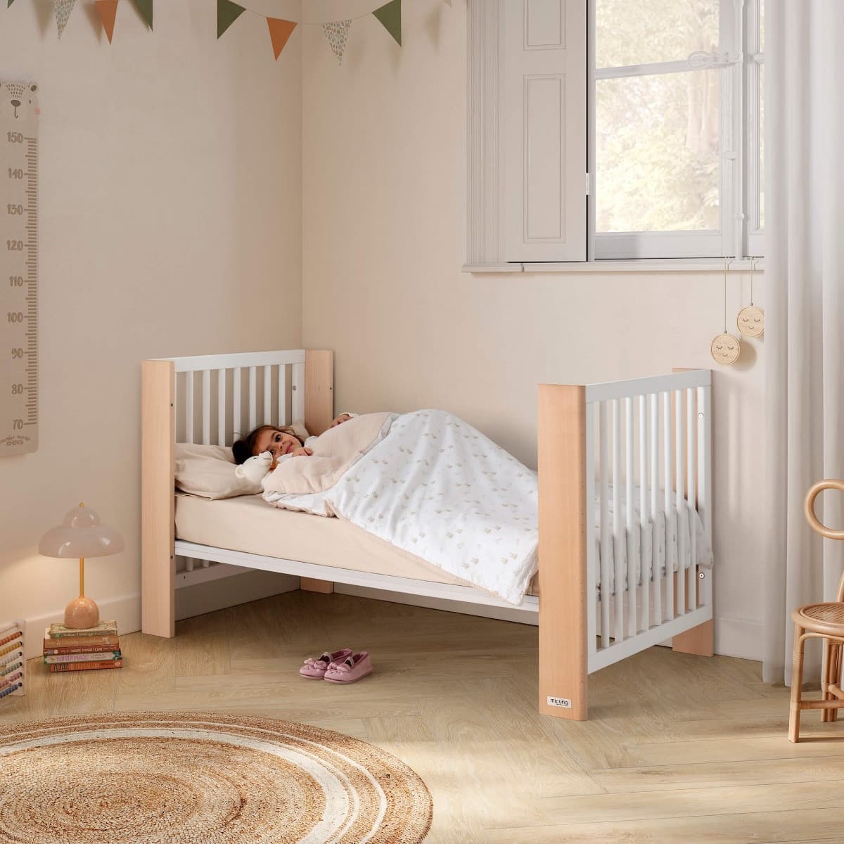 Kit di Trasformazione Micuna per Culla Converbaby 90x70-140x70cm- Bianco/Naturale - 2