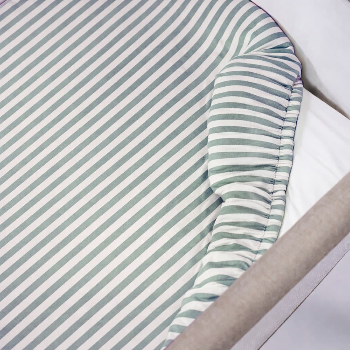 Lenzuolo con angoli per culla 90x50 cm Pasito a Pasito WM Praliné Strisce Matcha - 2