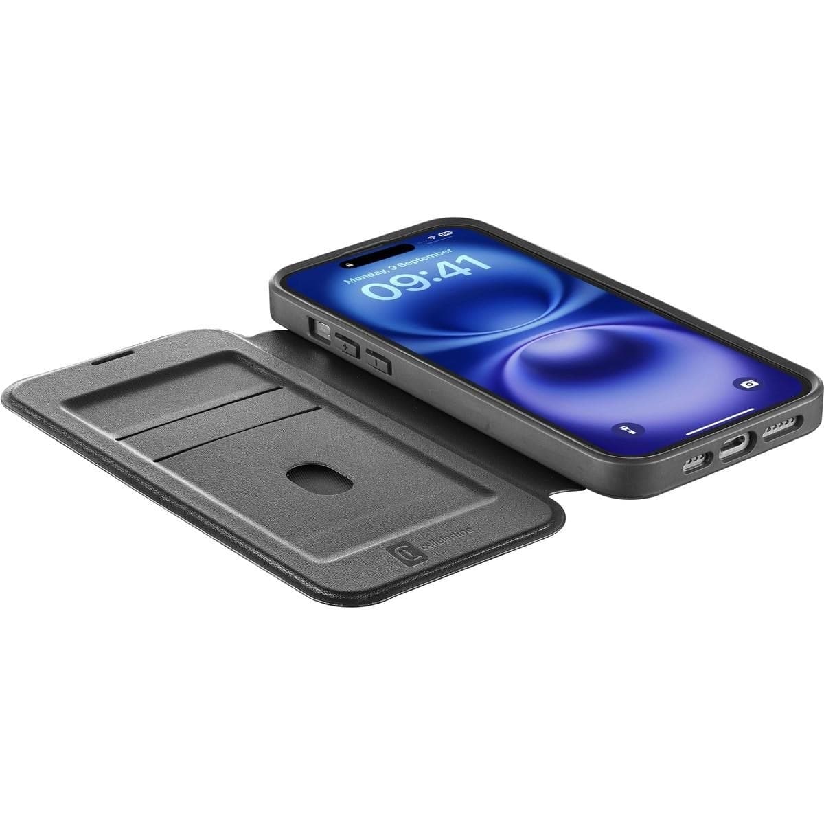custodia a libro iphone 16 nera con porta carte di credito magsafe - 2