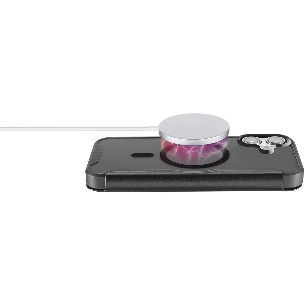 custodia a libro iphone 16 nera con porta carte di credito magsafe - 5