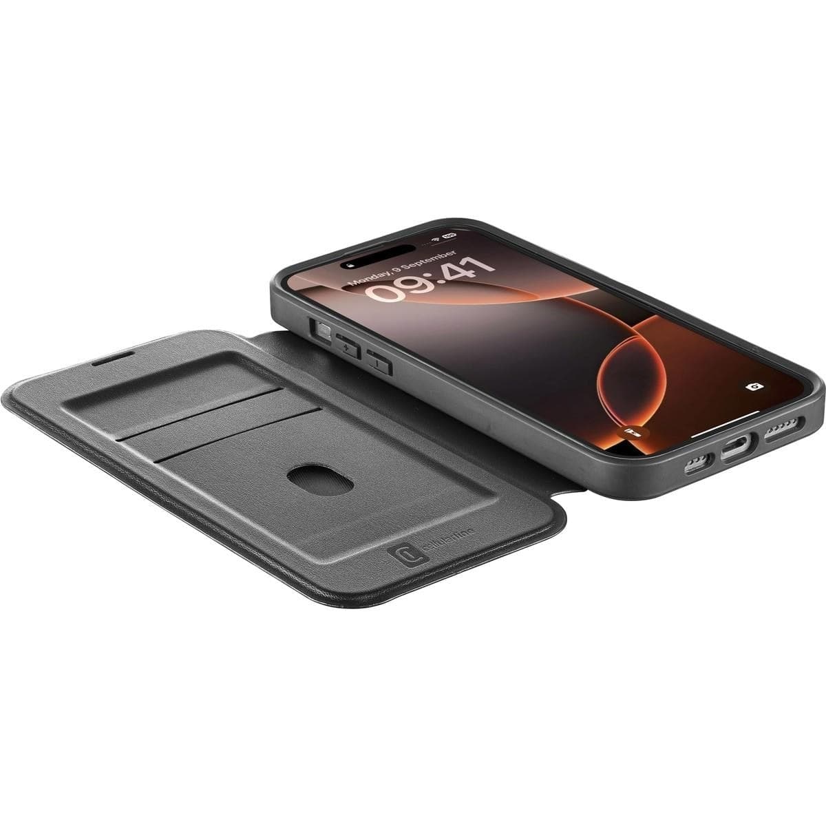 custodia a libro iphone 16 pro max nera con porta carte di credito magsafe - 5