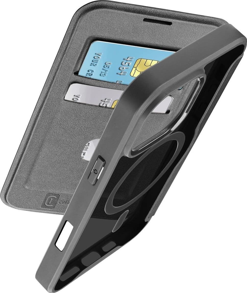 custodia a libro iphone 16 pro max nera con porta carte di credito magsafe - 6