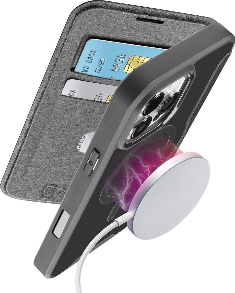 custodia a libro iphone 16 pro nera con porta carte di credito magsafe - 4